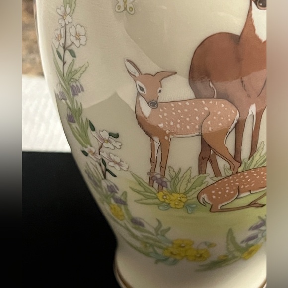 Vintage 1984 Lenox Mothers Day Gold Rim Spring Deer Family Ivory Vase Ltd Edit - Picture 8 of 11